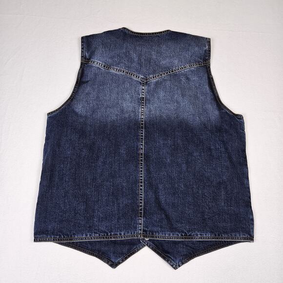 Concealed Carry Mens Denim Vest Western Biker Snap Front Motorcycle Metagear L - Picture 13 of 14